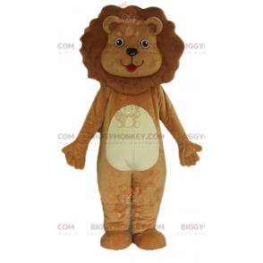 Costume de mascotte BIGGYMONKEY™ de lion marron et blanc mignon