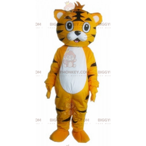 Costume da mascotte Big Cat Tiger BIGGYMONKEY™ arancione bianco