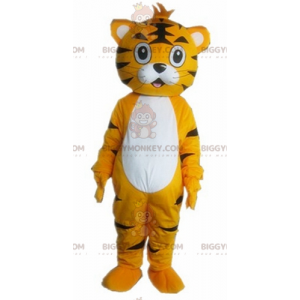 Costume de mascotte BIGGYMONKEY™ de tigre de félin orange blanc