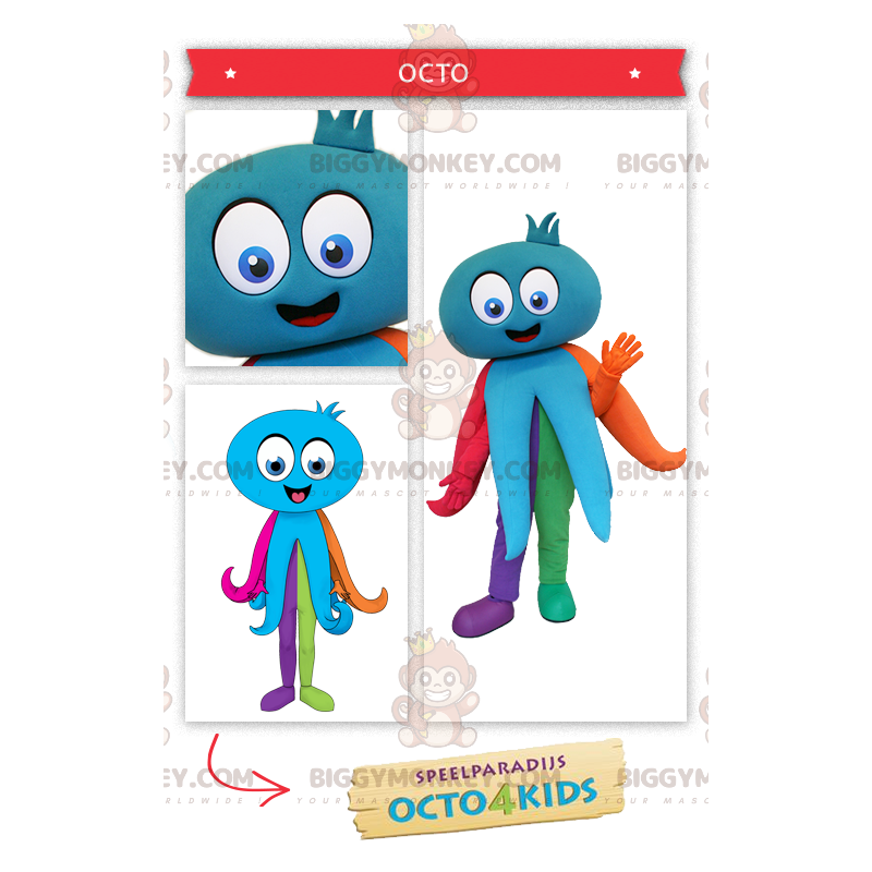 Costume da mascotte Octopus blu gigante BIGGYMONKEY™ -