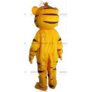 Costume de mascotte BIGGYMONKEY™ de tigre de félin orange blanc