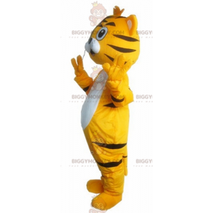 Costume da mascotte Big Cat Tiger BIGGYMONKEY™ arancione bianco