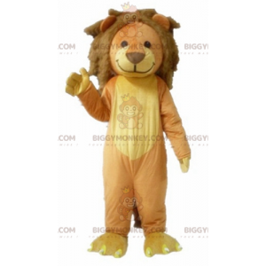 Costume de mascotte BIGGYMONKEY™ de lion marron et jaune doux