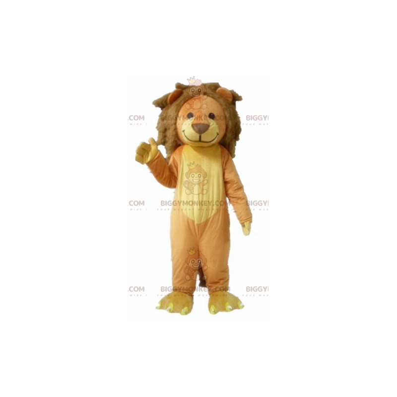 Costume de mascotte BIGGYMONKEY™ de lion marron et jaune doux