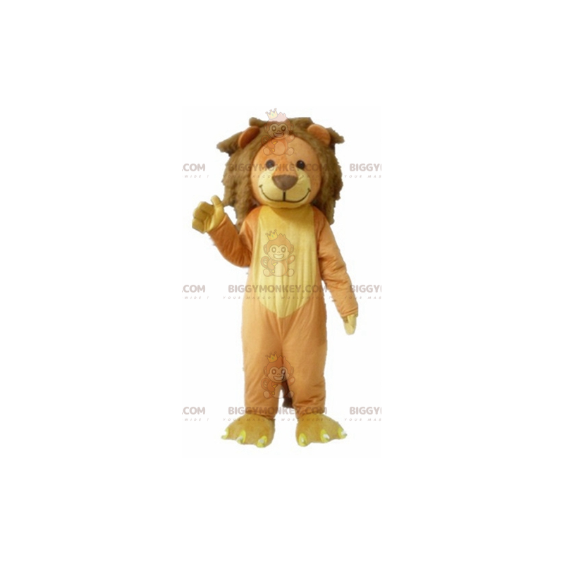 Mjuk och söt brun och gul lejon BIGGYMONKEY™ maskotdräkt -