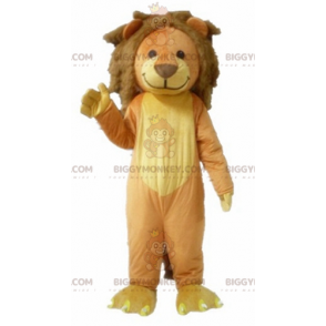 Mjuk och söt brun och gul lejon BIGGYMONKEY™ maskotdräkt -