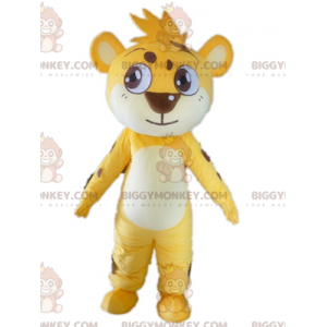 Zmysłowy żółty, biały, brązowy kostium maskotki tygrysa