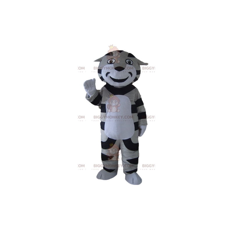 BIGGYMONKEY™ Szary Czarno-biały Kostium Tygrysa Pręgowany Kot -
