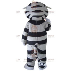 BIGGYMONKEY™ Costume mascotte tigre gatto soriano grigio nero e