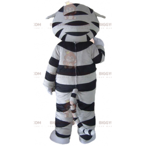 Costume de mascotte BIGGYMONKEY™ de tigre de chat gris noir et