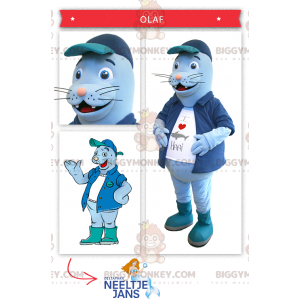 Costume da mascotte BIGGYMONKEY™ leone marino blu -