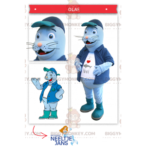 Costume de mascotte BIGGYMONKEY™ d'otarie bleue -