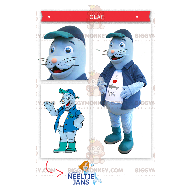 Blauwe zeeleeuw BIGGYMONKEY™ mascottekostuum - Biggymonkey.com