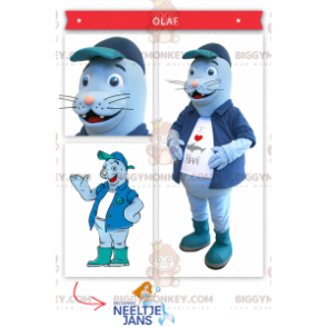 Costume da mascotte BIGGYMONKEY™ leone marino blu -