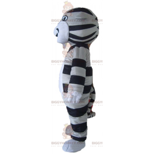 BIGGYMONKEY™ grijs zwart-wit gestreepte kat tijger mascotte
