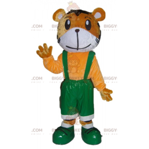 BIGGYMONKEY™ Mascottekostuum oranje en witte tijger in groene