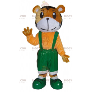 BIGGYMONKEY™ Maskottchen-Kostüm Orange & weißer Tiger im grünen