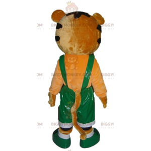 BIGGYMONKEY™ Mascottekostuum oranje en witte tijger in groene