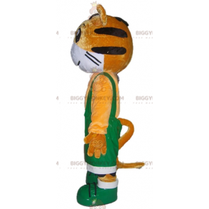 BIGGYMONKEY™ Maskotkostume Orange & White Tiger i grønne
