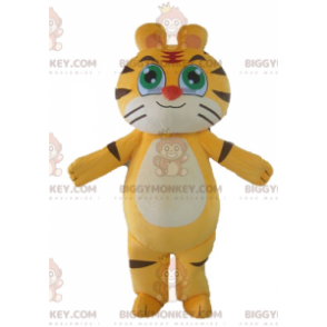 Costume de mascotte BIGGYMONKEY™ de tigre de chat jaune blanc