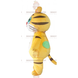 Costume de mascotte BIGGYMONKEY™ de tigre de chat jaune blanc