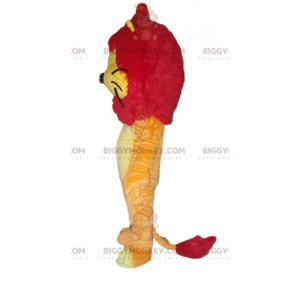 BIGGYMONKEY™ Mascot Costume Orange Yellow And Red Lion With