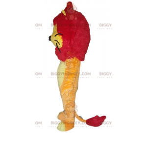 BIGGYMONKEY™ maskotkostume Orange gul og rød løve med sød manke