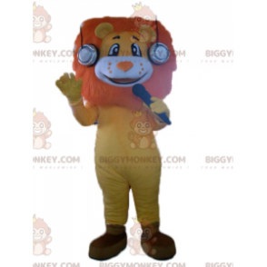 BIGGYMONKEY™ Mascottekostuum Oranjegele en witte leeuw met