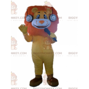 Kostium maskotki BIGGYMONKEY™ Pomarańczowo-żółty i biały lew z
