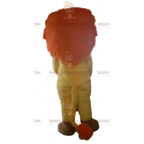 BIGGYMONKEY™ Maskottchen-Kostüm, orange, gelber und weißer Löwe