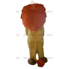 Costume de mascotte BIGGYMONKEY™ de lion orange jaune et blanc