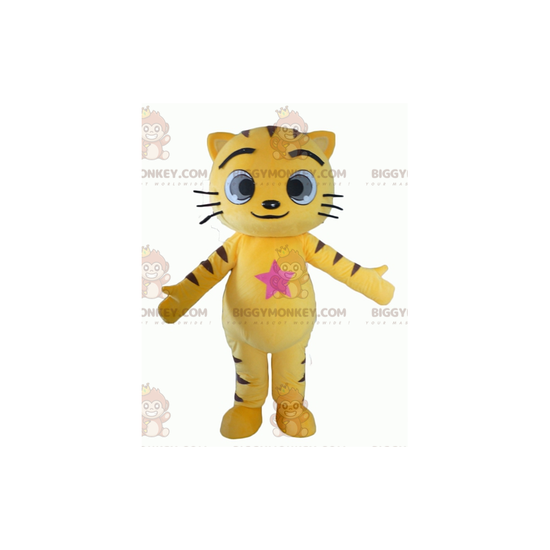 Big Eyes Yellow and Black Cat BIGGYMONKEY™ Mascot Costume –