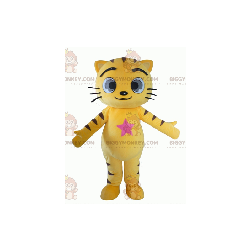 Traje de mascote Big Eyes Yellow e Black Cat BIGGYMONKEY™ –