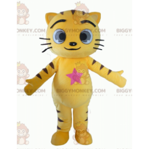 Costume da mascotte Big Eyes giallo e gatto nero BIGGYMONKEY™ -