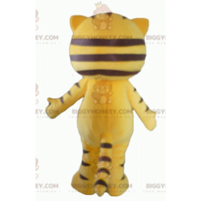 Big Eyes gele en zwarte kat BIGGYMONKEY™ mascottekostuum -