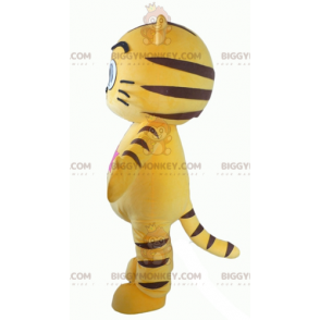 Costume de mascotte BIGGYMONKEY™ de chat jaune et noir avec de