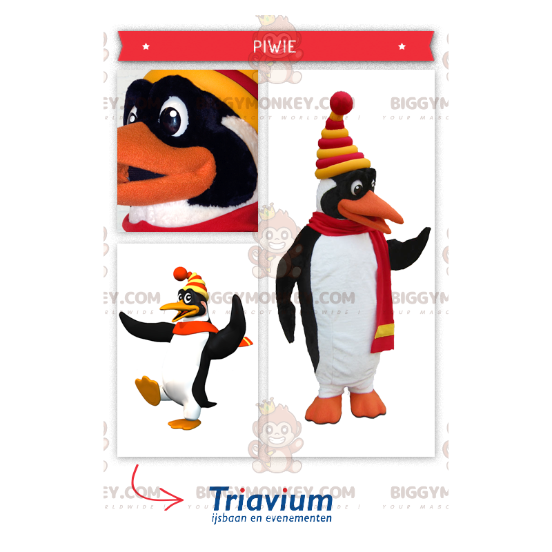 BIGGYMONKEY™ Mascot Costume of Cute White and Black Penguin