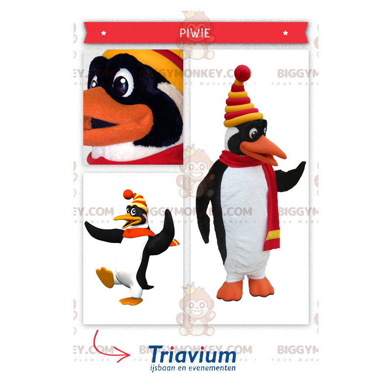 Kostium maskotki BIGGYMONKEY™ z uroczym biało-czarnym pingwinem