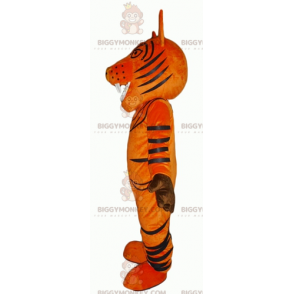 Mascottekostuum met brullende oranje en zwarte tijger