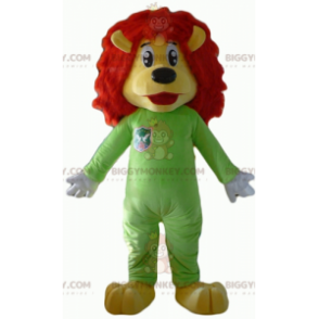 BIGGYMONKEY™ Mascot Costume Yellow & Red Lion With Green