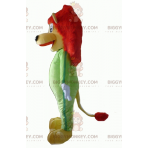 Costume de mascotte BIGGYMONKEY™ de lion jaune et rouge avec