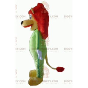 Costume de mascotte BIGGYMONKEY™ de lion jaune et rouge avec