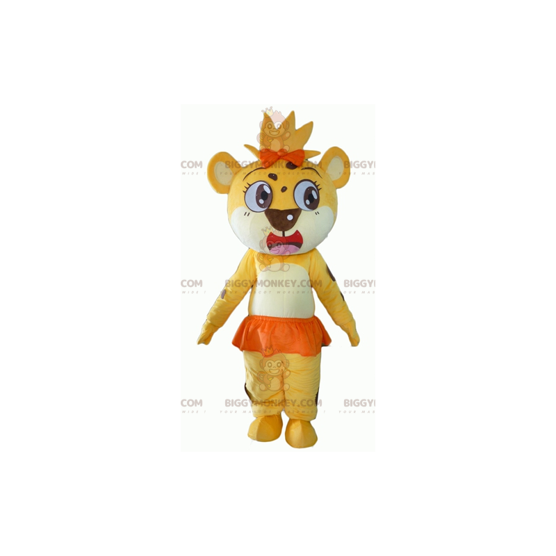 BIGGYMONKEY™ Gelb-Weiß-Orange-Tigerjunges-Maskottchen-Kostüm -