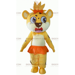 BIGGYMONKEY™ Costume mascotte cucciolo di tigre giallo bianco