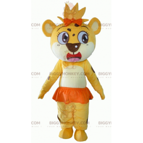 BIGGYMONKEY™ keltainen valkoinen oranssi Tiger Cub maskottiasu