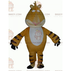 Traje de mascote gigante e intimidante de tigre amarelo branco