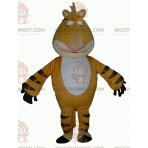Traje de mascote gigante e intimidante de tigre amarelo branco