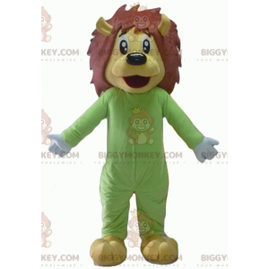 BIGGYMONKEY™ Costume da mascotte di leone giallo e marrone in