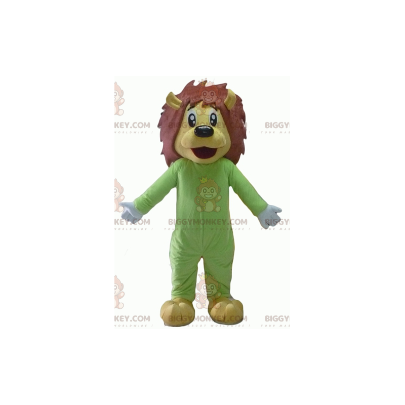 BIGGYMONKEY™ Mascot Costume of Yellow and Brown Lion in Green