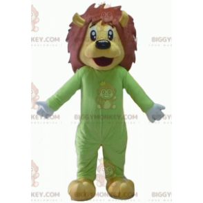 Traje de mascote BIGGYMONKEY™ de leão amarelo e marrom em